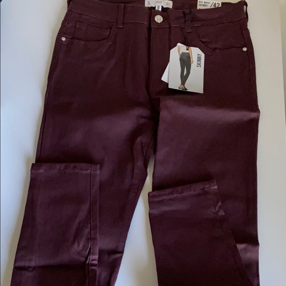 MANGO skinny coated jeans in burgundy stretch - Picture 8 of 8